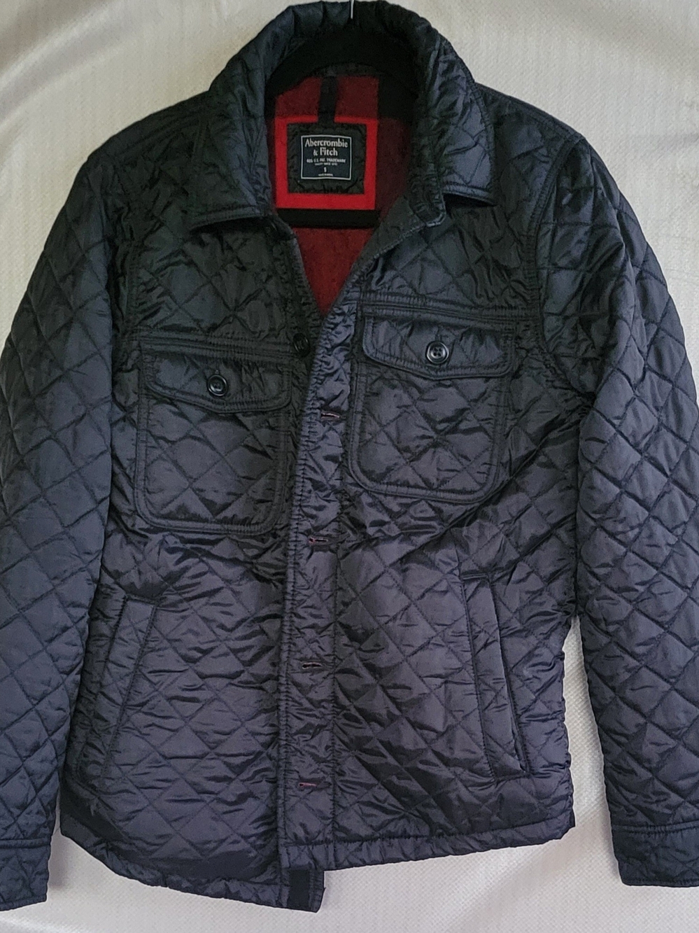 Abercrombie & Fitch Men's Quilted Navy Jacket Small